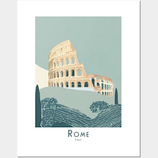 Vintage Italy Rome Colosseum Travel Poster" Posters and Art